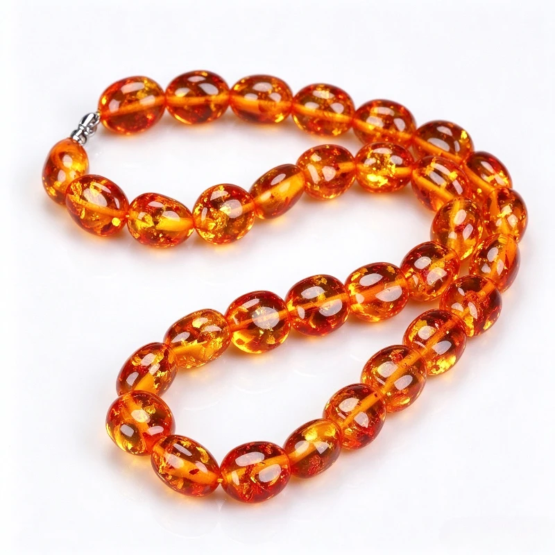 Exquisite and Fashionable Flower Amber Necklace, Trendy Versatile Neck Jewelry