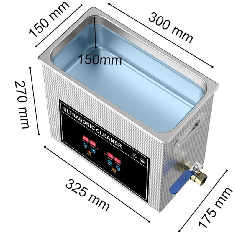 Ultrasonic Cleaner 6L 300*150*150mm Washing Machine Ultrasound Home Appliance With Drainage Pipe