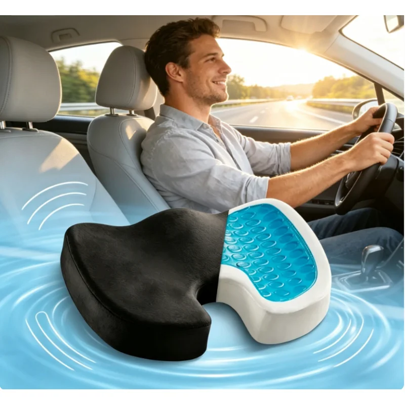 Cojín de espuma viscoelástica en forma de U para coxis, almohada ortopédica de soporte para cadera, cojín portátil para sentarse cómodo en casa u oficina