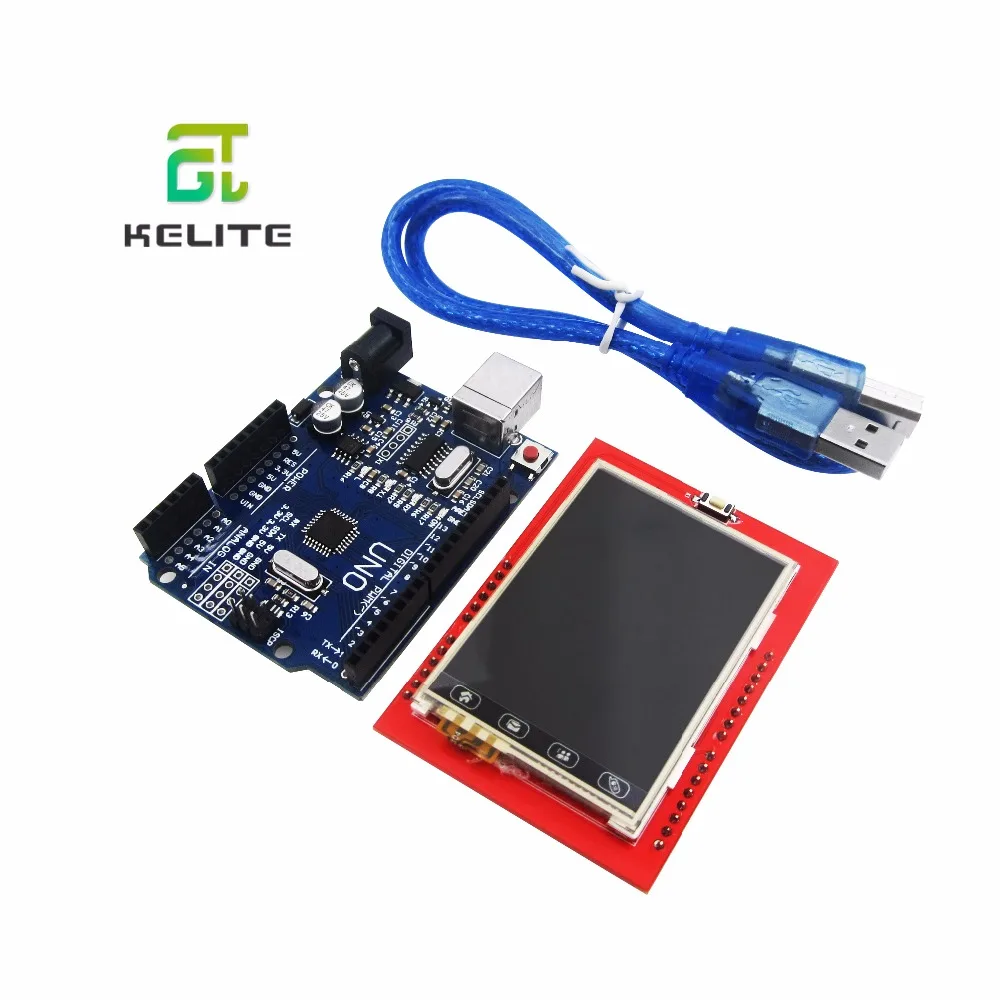 HAILANGNIAO 1pcs UNO R3 MEGA328P + 1pcs 2.4 Inch TFT Touch LCD Screen Module