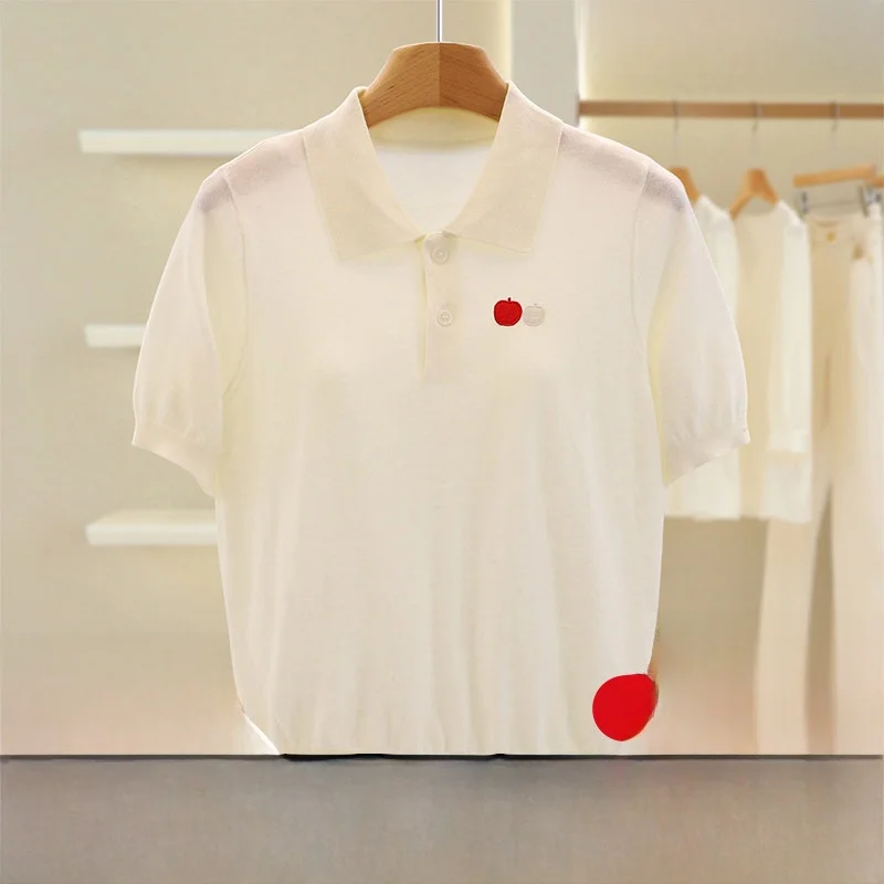 

Yao Recommended 363 Wool Neck Slim Fit Short Sleeve Knitted Sweater Discontinued Spring 2026 Women's Fashion