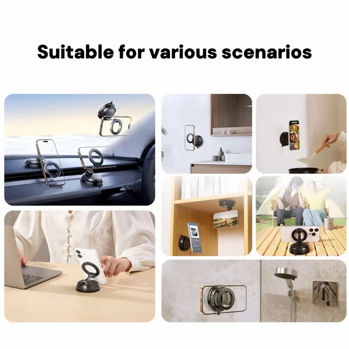 Vacuum Magnetic Suction Cup Phone Holder Foldable And Extendable Hands-Free Suction Cup Phone Holder Car for iPhone Android