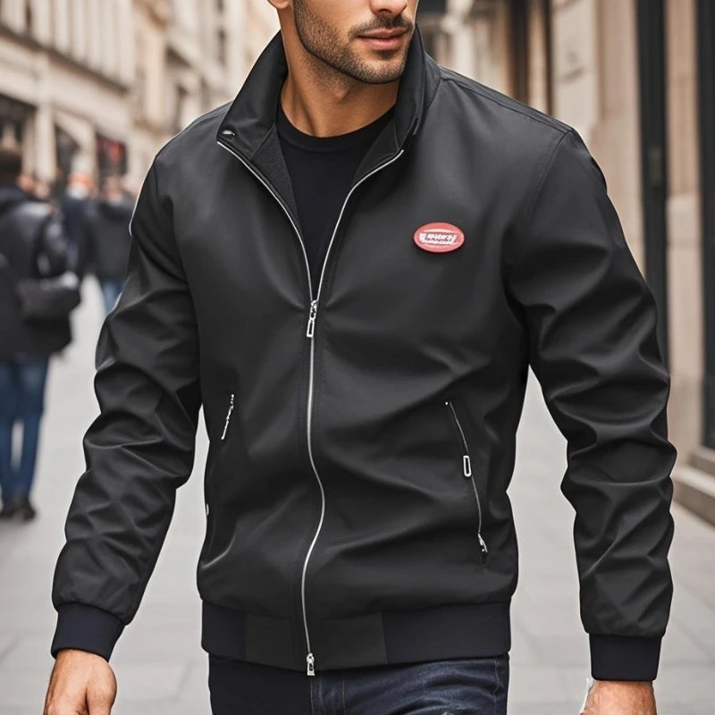 

Lightweight Men's Jacket 2025 Spring Autumn Stand up Collar Trendy Business Leisure Fashion Versatile Coat Men Executive Jackets