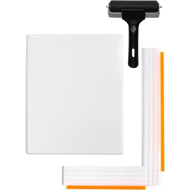 

3Pack Gel Printing Kit With 8X10 Inch Gel Plate, 4 Inch Brayer Roller And Paper Positioning Tool Printing Placement Tool
