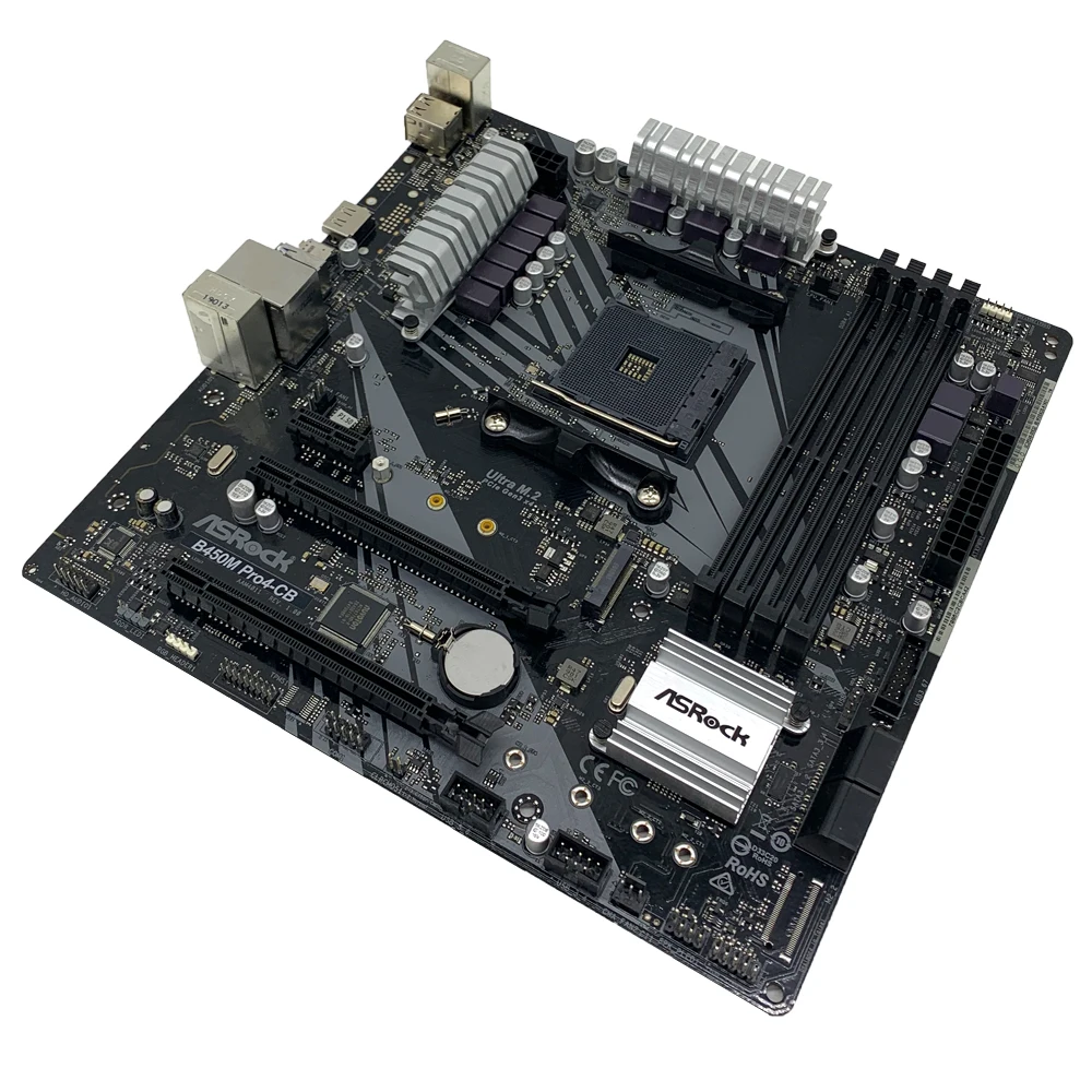 Imagem -02 - Asrock-motherboard B450m Pro Amd B450m Dual-channel Memória Ddr4 Am4 M.2 Nvme Suporta Ryzen 5600 r7 5700x3d Cpu