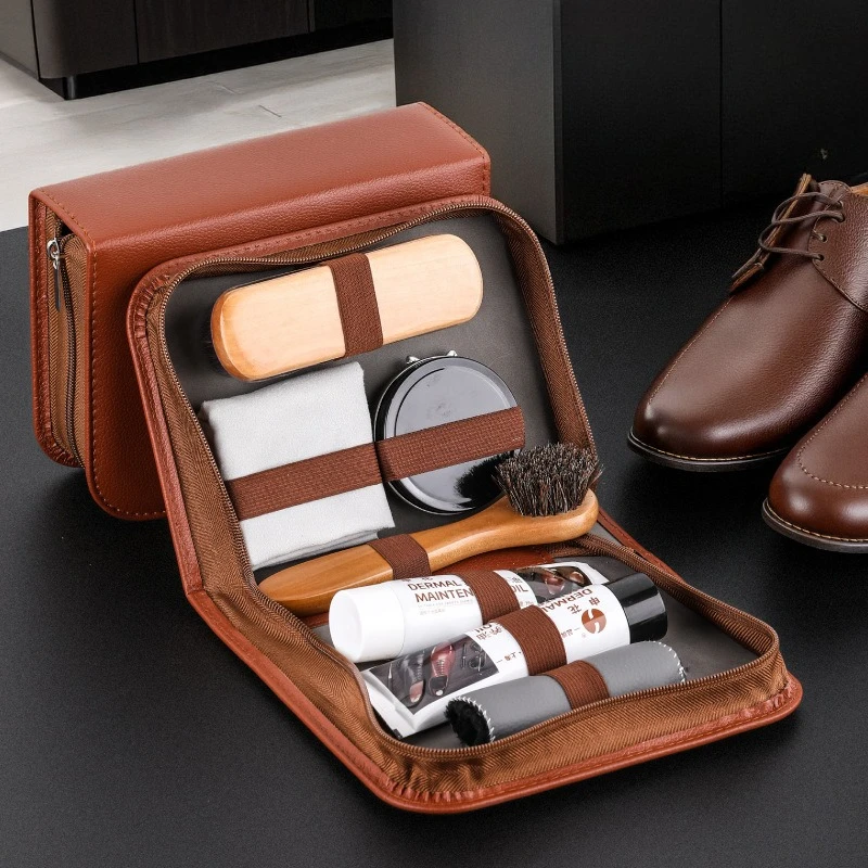 Universelles Schuhpflege-Set: Schwarzer & Farbloser Lederpfleger, Schaföl & Nerzöl für Schuhe, Schuhpflege-Kit mit Bürste