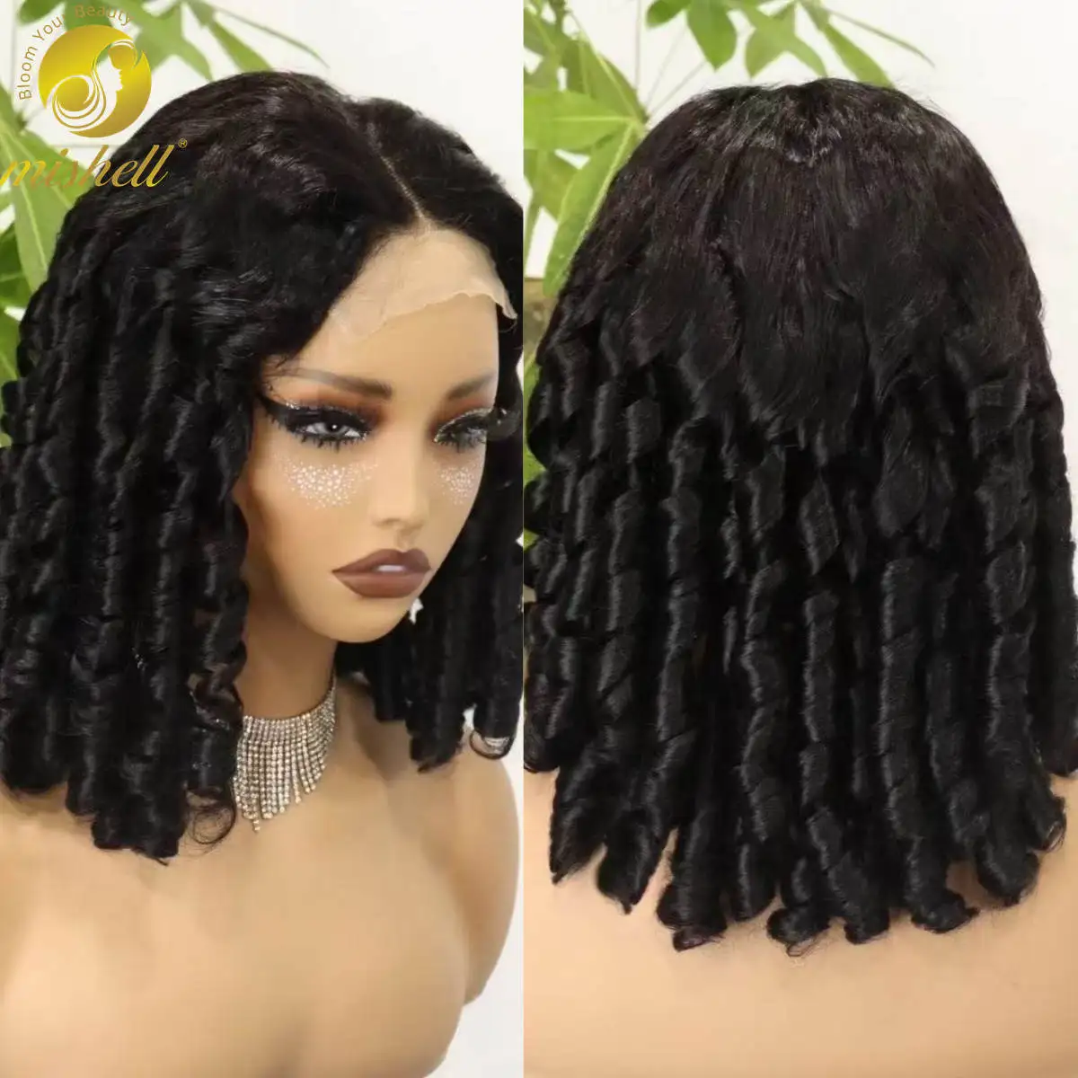 

24inch 4x4 Lace Closure Loose Roll Wave Human Hair Wigs 250% Density Natual Egg Roll Bouncy Curly Hair Wigs for Black Women