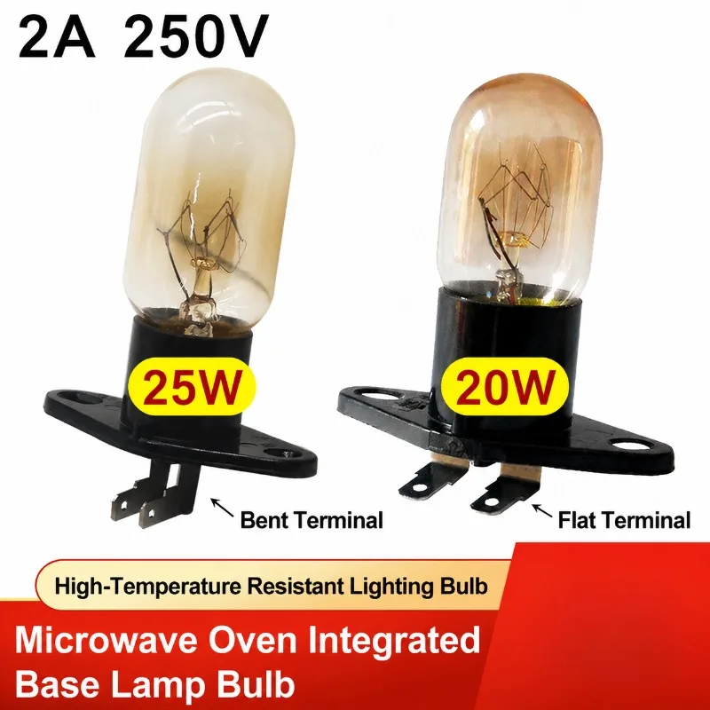 Oven Microwave Lamp with Base Integrated Light Bulb 250V 20W High Temperature Resistant Lighting Replacement Part for Electric