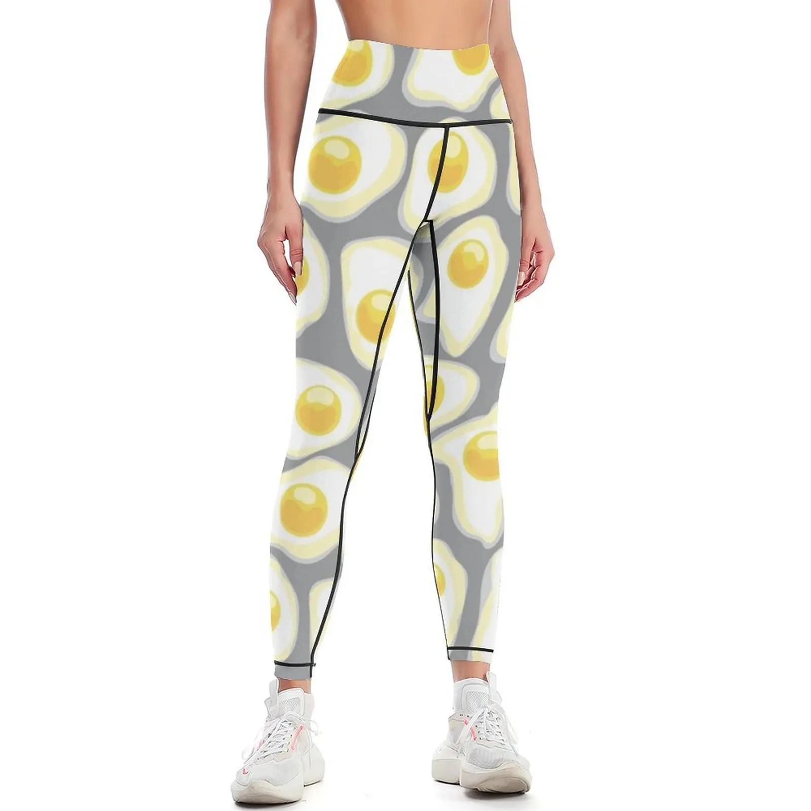 

fried eggs on gray background Leggings legging gym Women sportwear Womens Leggings