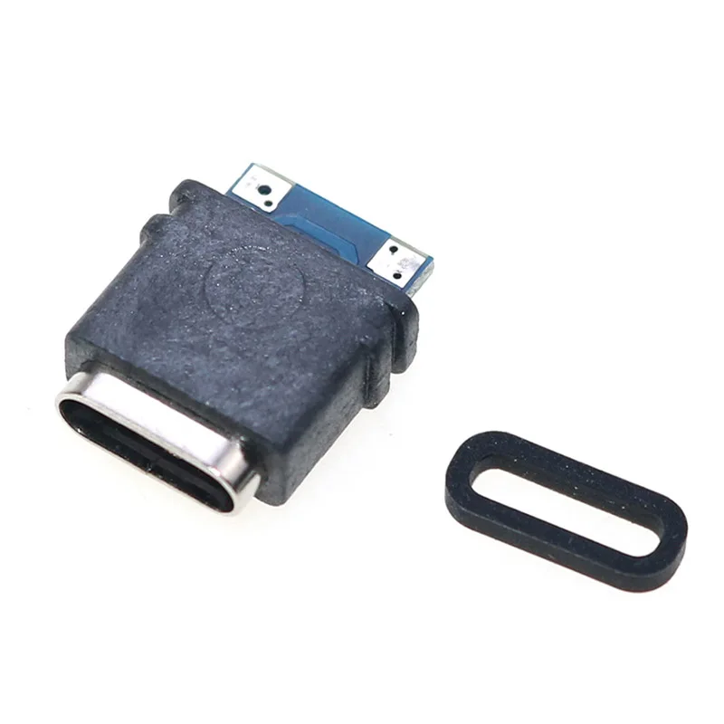 2Pcs USB TYPE C Wire Type IPX7 Waterproof Female Socket 2 4 Solder Joints With Board Waterproof Charging Port USB C Interface
