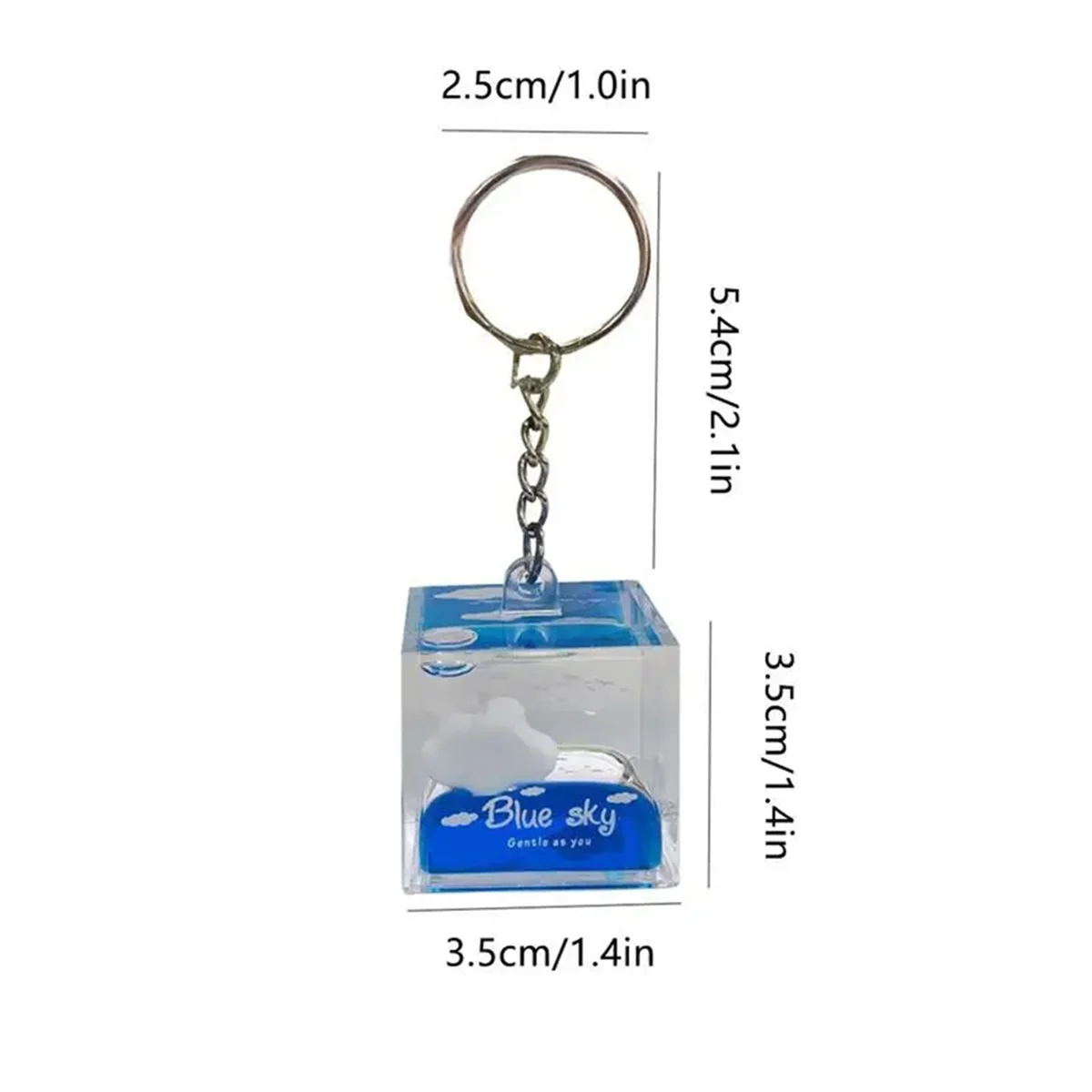 Liquid Floating Keychain Acrylic Square Floating Liquid Clouds Keychains Keychain Toys Backpack Accessory for Girls A