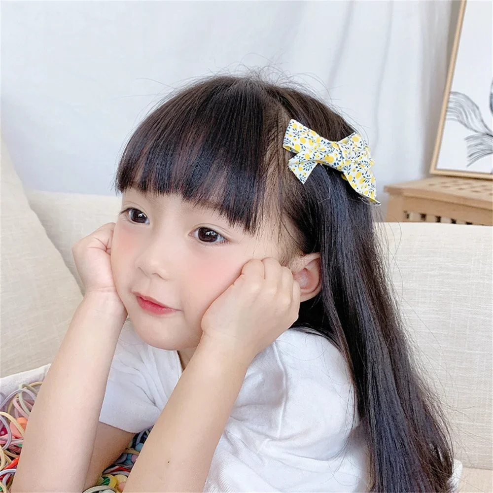 Cute Children\'s Bow Hair Clip Macaron Color Hair Claws Baby Bangs Floral Hair Barrettes Headwear BB Hair Accessories