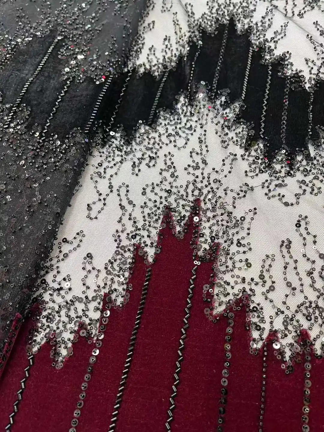 African Beaded Groom Lace Fabric High Quality French Mesh Lace Fabric Sequins Nigerian Lace Fabrics For Wedding Dress Sew AH1559