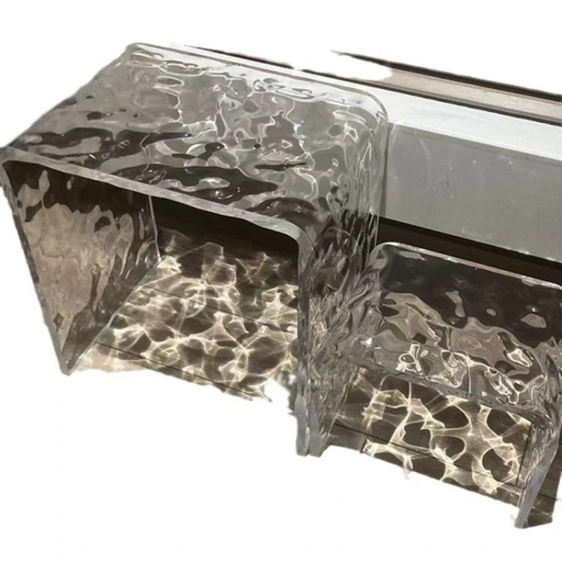 Water corrugated acrylic small stool low  household dressing stool transparent bathroom