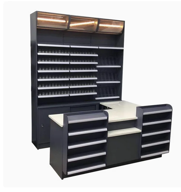 

Supermarket checkout counter, liquor cabinet, combination store display rack
