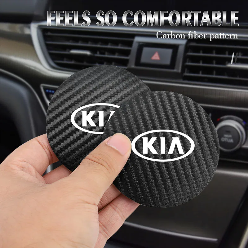 2Pcs Leather Coaster Anti-noise Water Cup Pad Cushion For Kia Sportage Ceed Picanto Rio ProCeed Niro Forte 5 3 4 K7 K5 K8 K3 K9