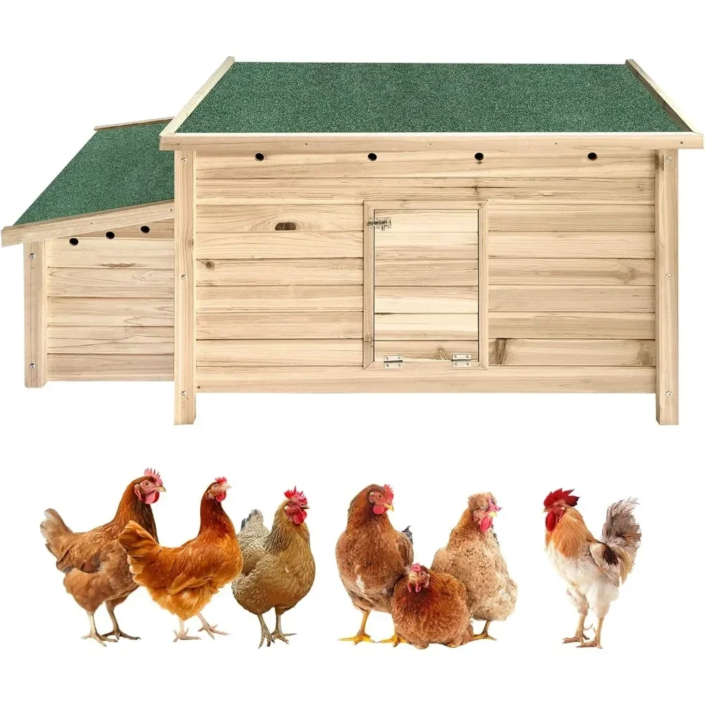 57.6'' Wooden Chicken Coop Hen House with 2 Nesting Box, Poultry Cage Rabbit Hutch for Outdoor Backyard