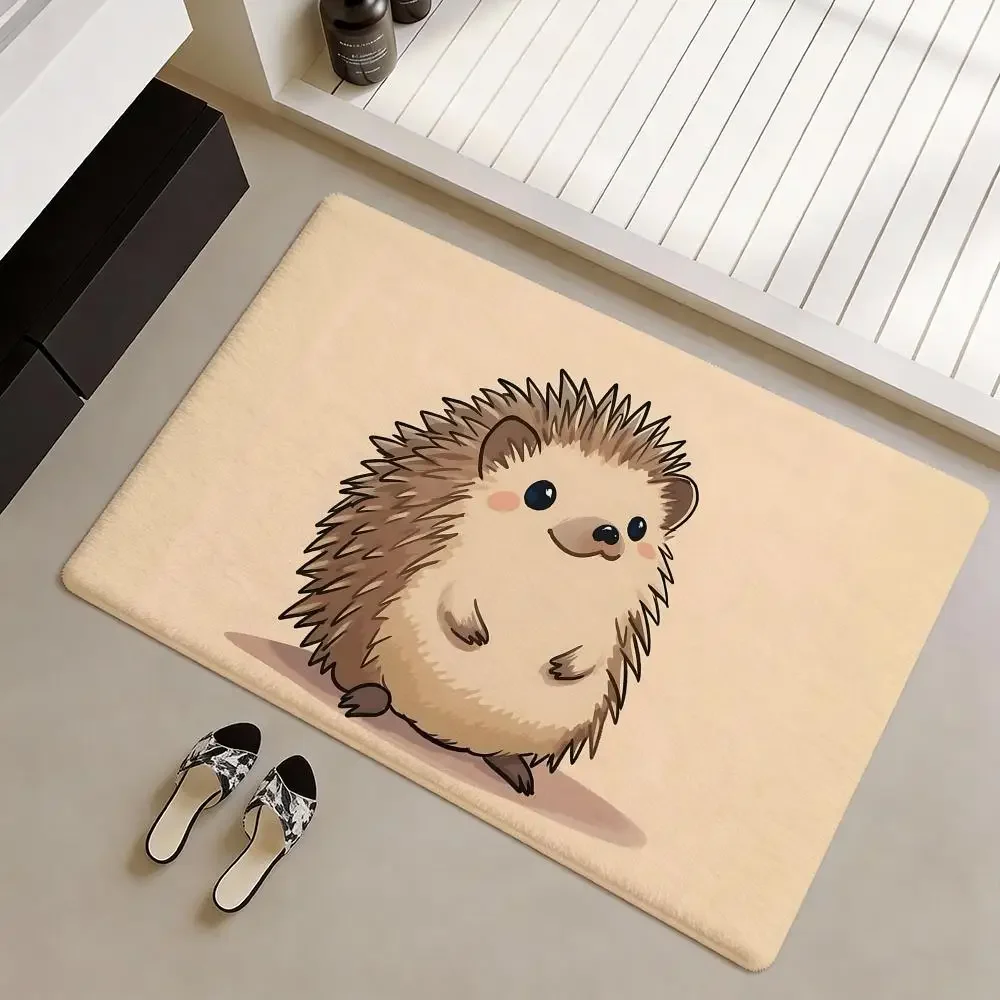 Little Hedgehog Floor Mat Soft Flannel Non-Slip Door Mat - Thickened Rug for Living Room Home Decor