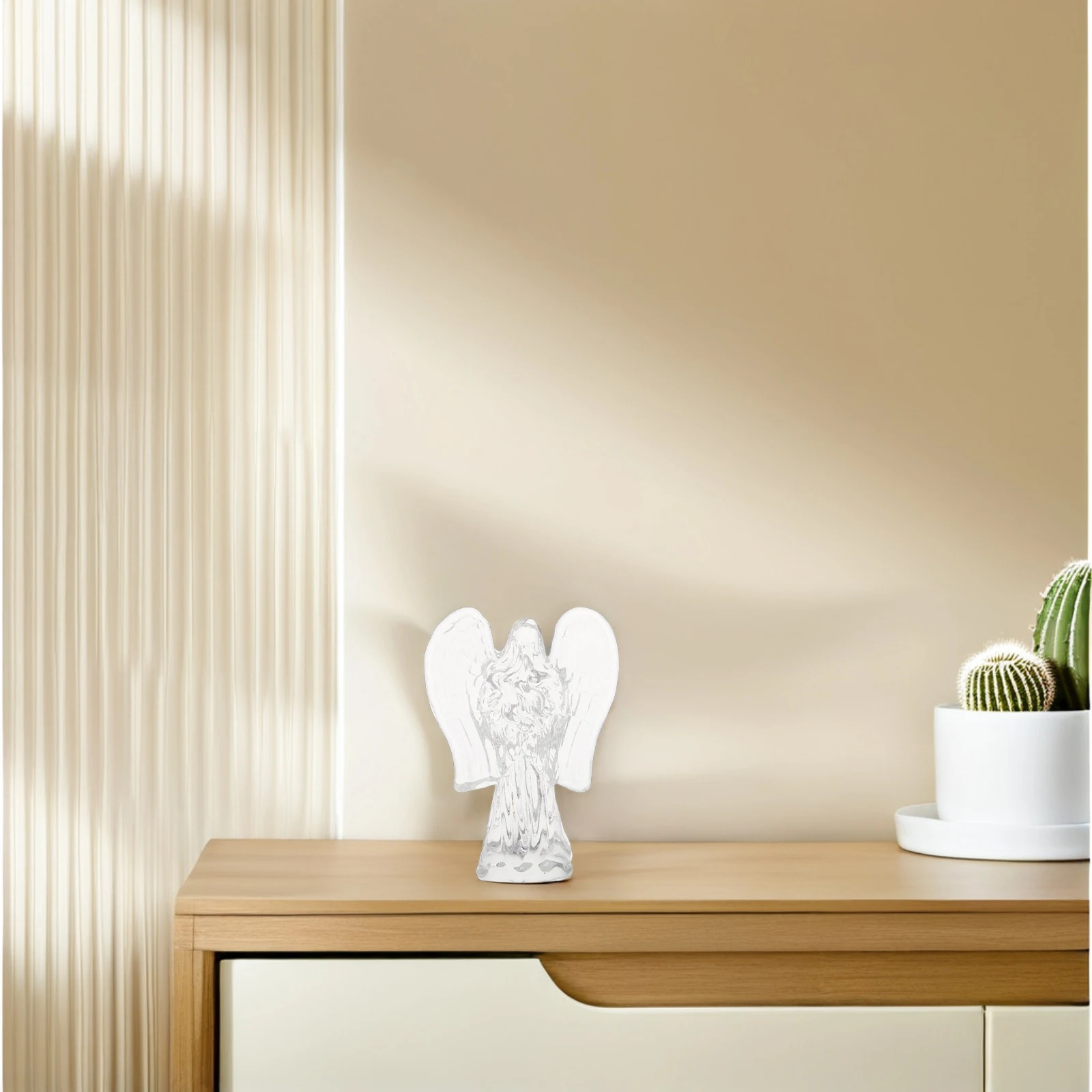 

Crystal Angel Decoration Serene Praying Figure Indoor Home Decor Ideal Mother's Day Present Clear Elegant Sculpture