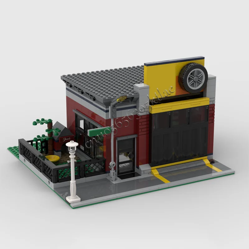 684 pezzi Set di blocchi di costruzione per officina di sintonizzazione modulare Modello di architettura realistica con display per scene di strada Regalo di compleanno