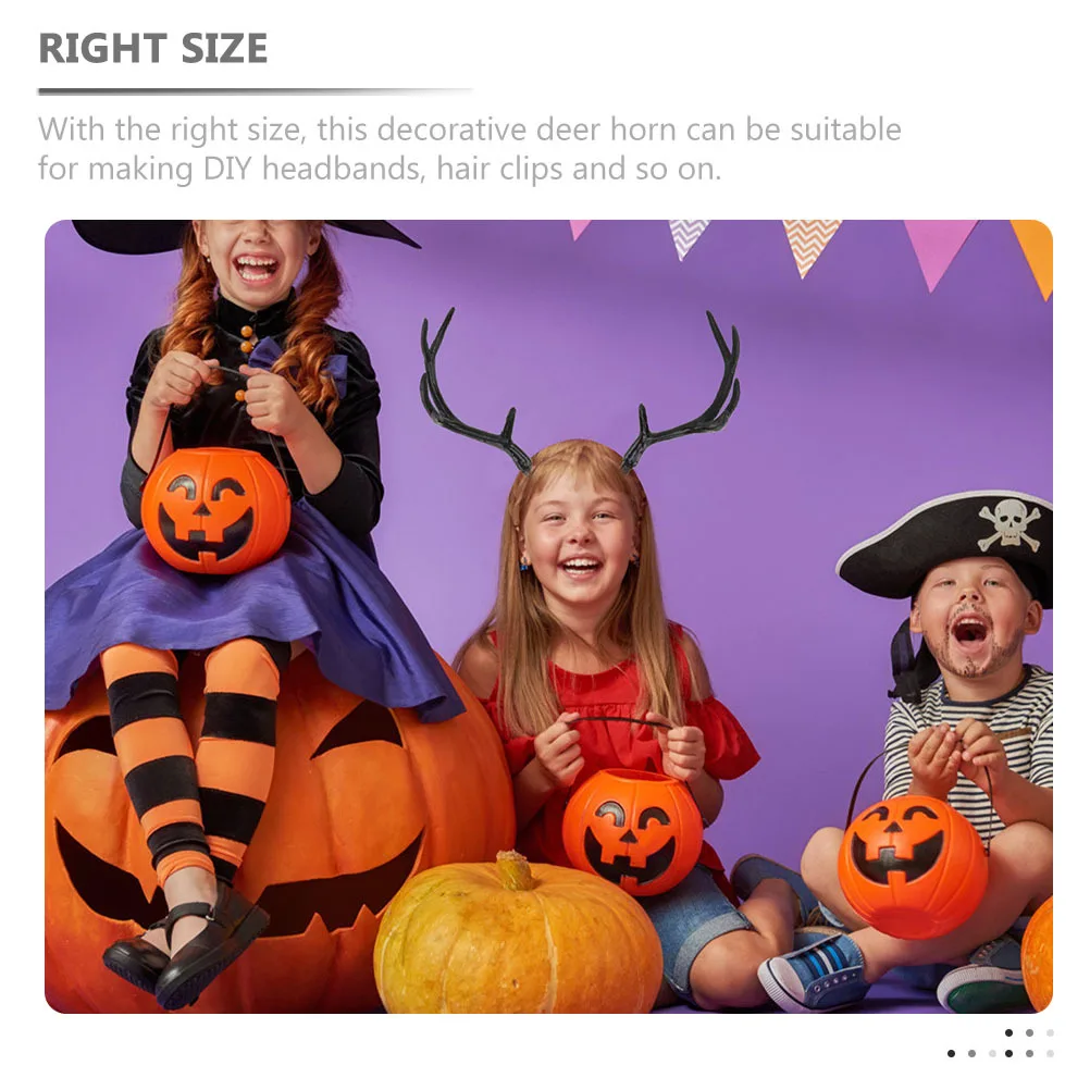 

DIY Antlers Decor 2 Pairs Artificial Deer Horns Plastic Mini Antlers for Cosplay Hair Clips Christmas Craft Accessories