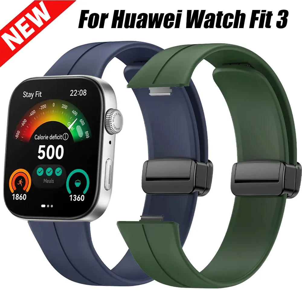 

Магнитный ремешок для часов Huawei Fit 3, спортивный силиконовый браслет Correa, сменный ремешок, аксессуары