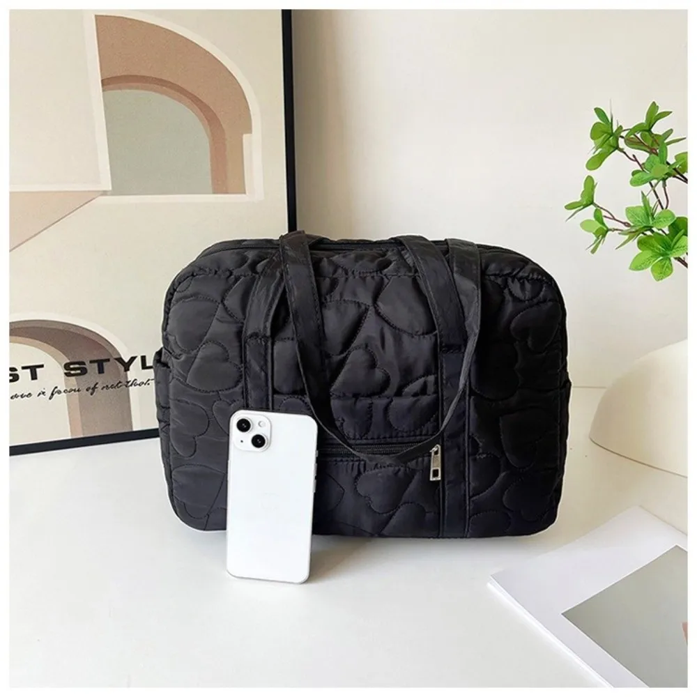 Korean Style Solid Color Underarm Bag Heart Pattern Storage Function Mommy Handbag Storage Bag Travel view 5
