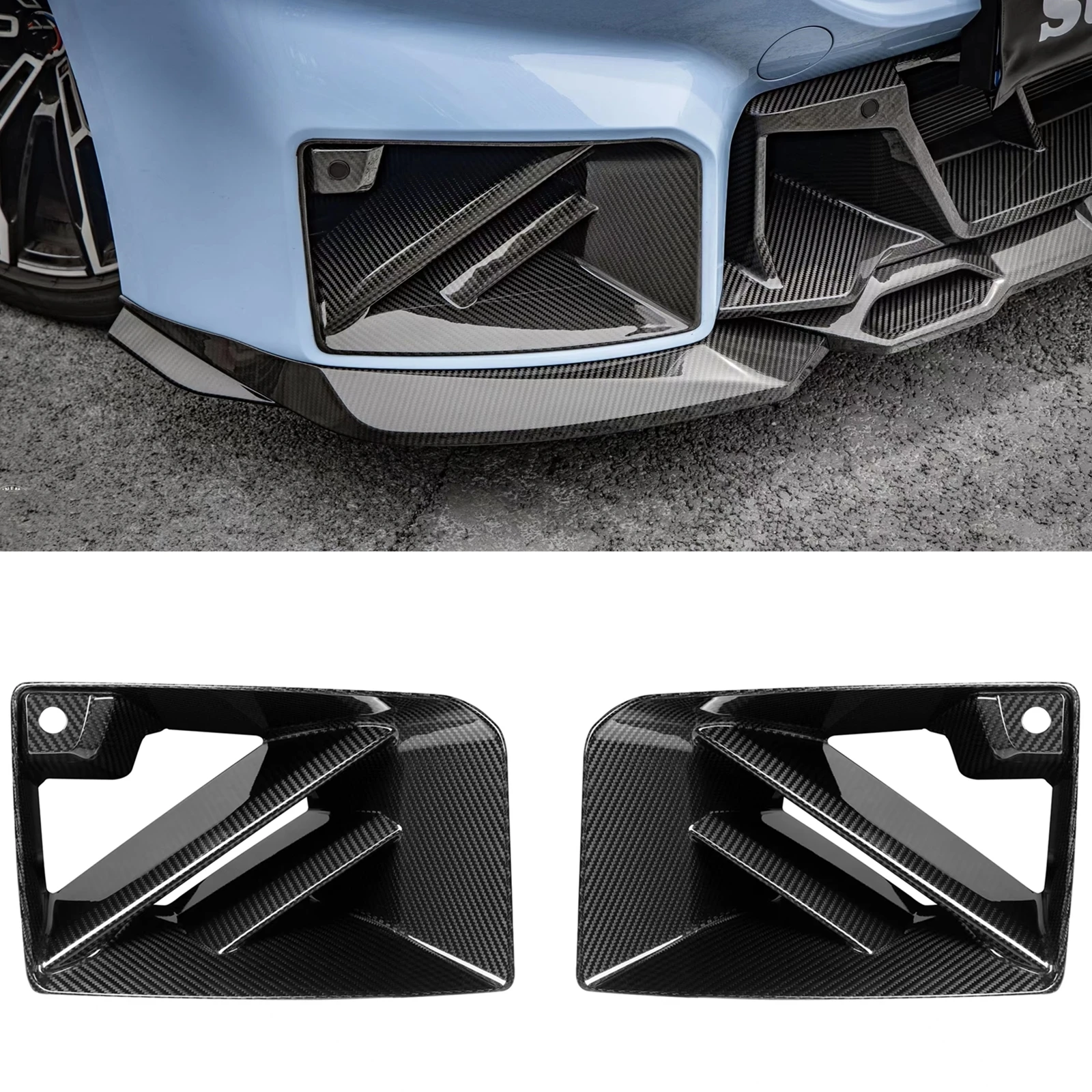 

Front Bumper Side Air Vent Cover Fog Light Intake Frame Duct Trim Grille For BMW G87 M2 2023-2024 Coupe 2 Door