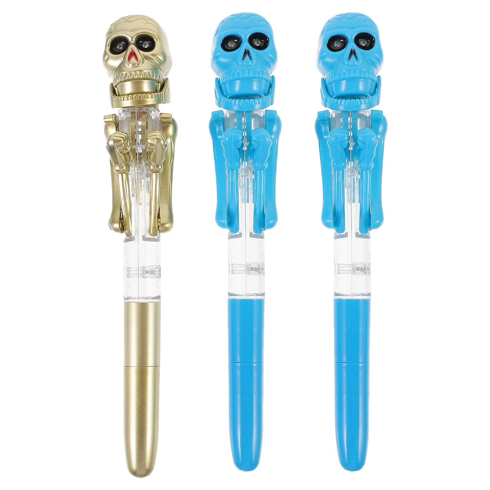 3pcs Halloween Ballpoint Pens Pumpkin Skull Glowing Writing Pen Glow Ballpoint Pen Stationery Halloween Pen Toys Random Styles