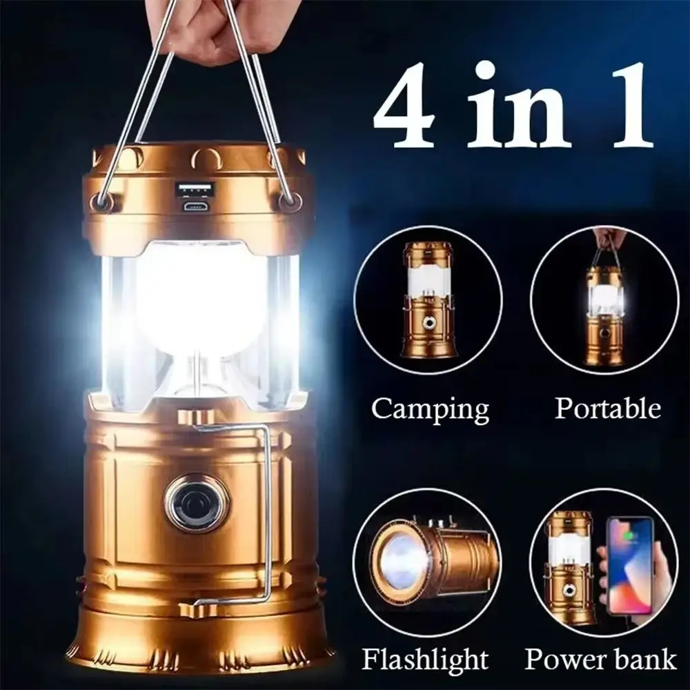 

Retractable Solar Camping Light Solar Powered&USB Recharging Waterproof Outdoor Searchlight Handle Super Bright