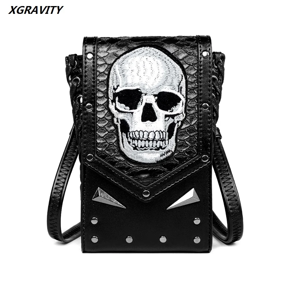 2024 New Unique Design Fashion Casual OL Ghost Bag All-match Small Women's Cool Handbag Fashion Punk Skull Rivet Bags H001