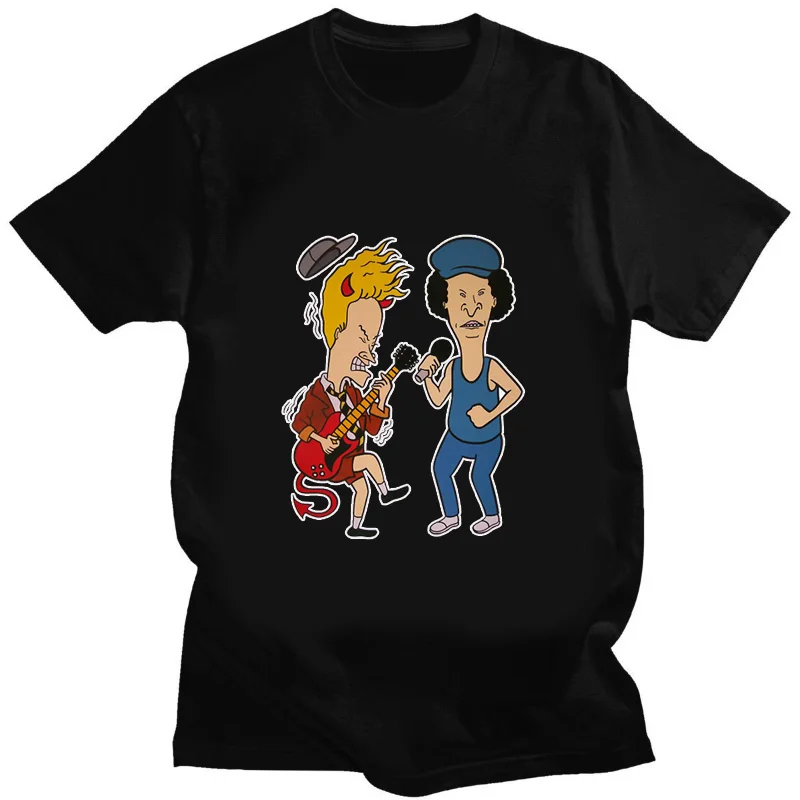 Beavis and Butthead Rock and Roll Print  Fashion Male Short-sleev Humor Creativity Casual Tshirt Men Summer Streetwear Tops Tee