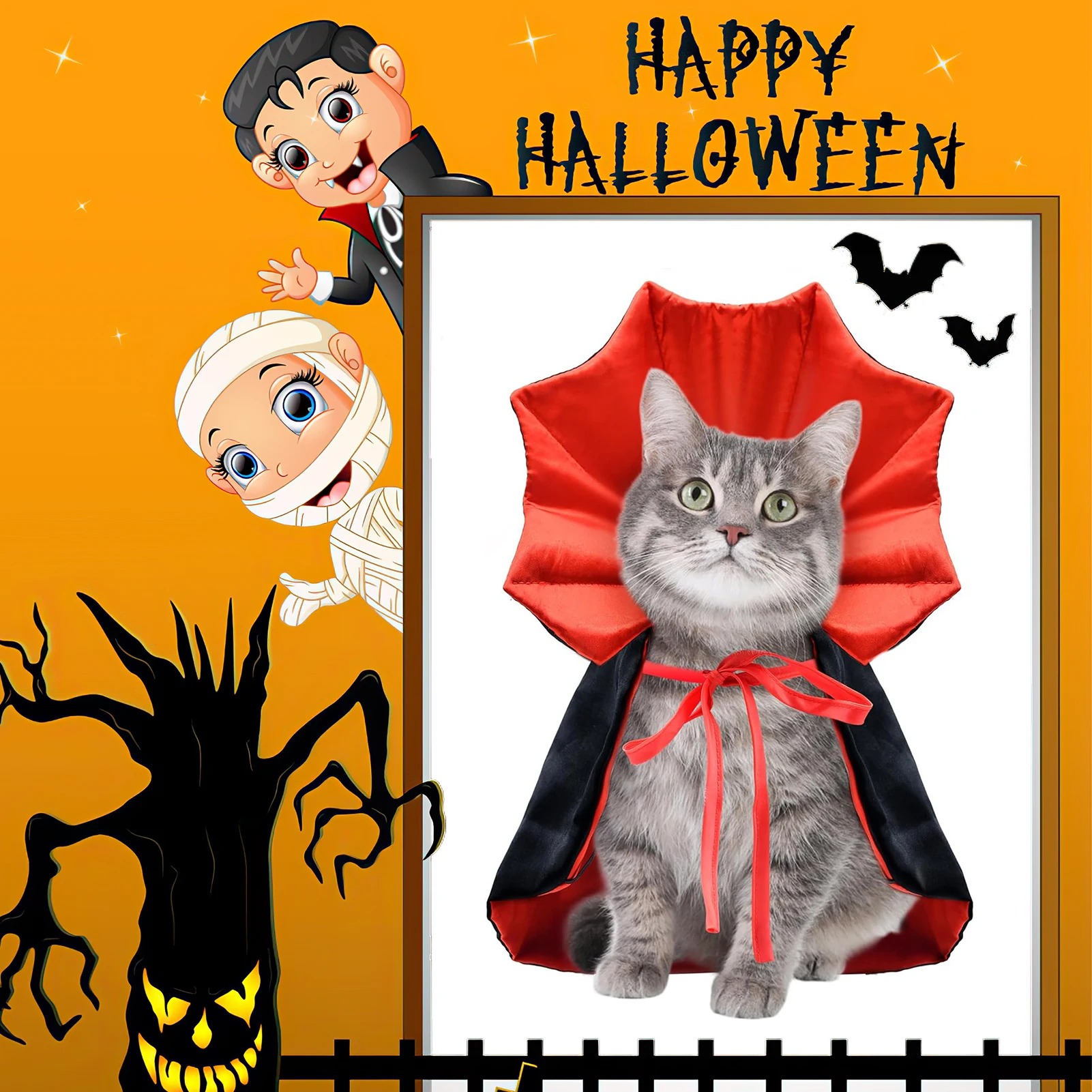 Pet Dog Vampire Cape Cloak Durable & Breathable Soft Fabric Pet Costume for Carnival Theme Parties and Halloween