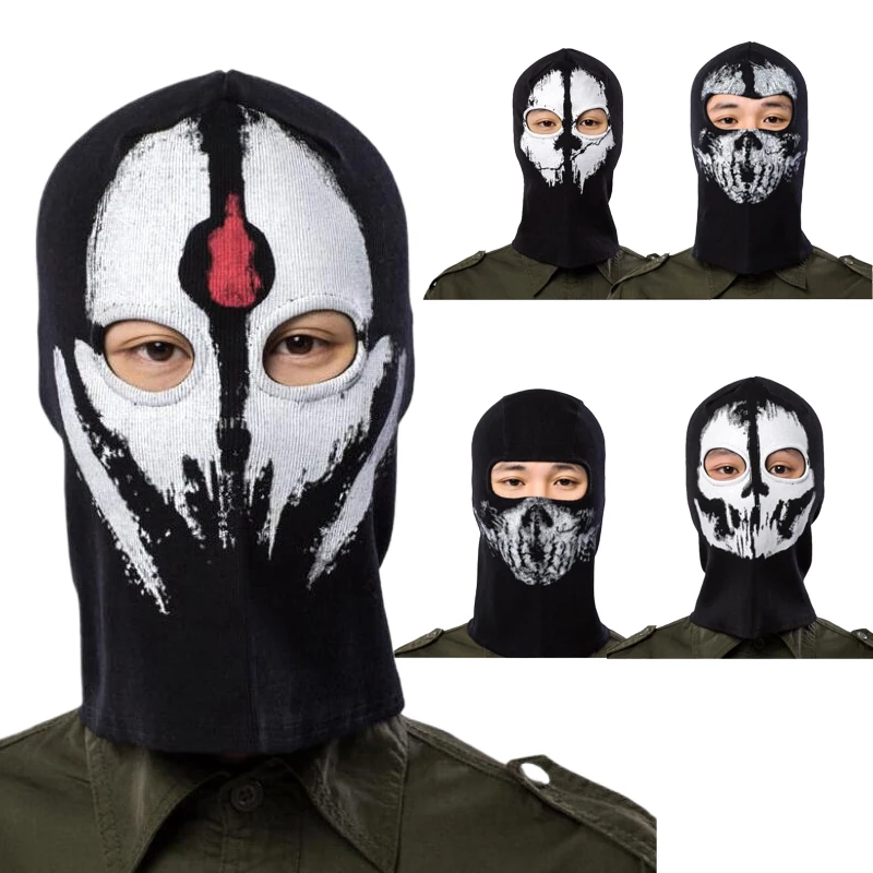 Comfortable Cotton Fabric Ghost Mask Balaclava Skull Hood Red & White