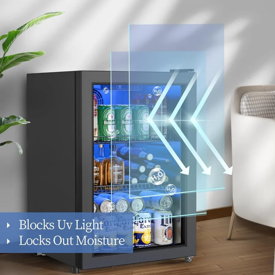 ثلاجة ومبرد للمشروبات قائمة بذاتها لبيرة الصودا أو النبيذ 90 علبة ثلاجة صغيرة مع باب زجاجي ودرجة حرارة رقمية