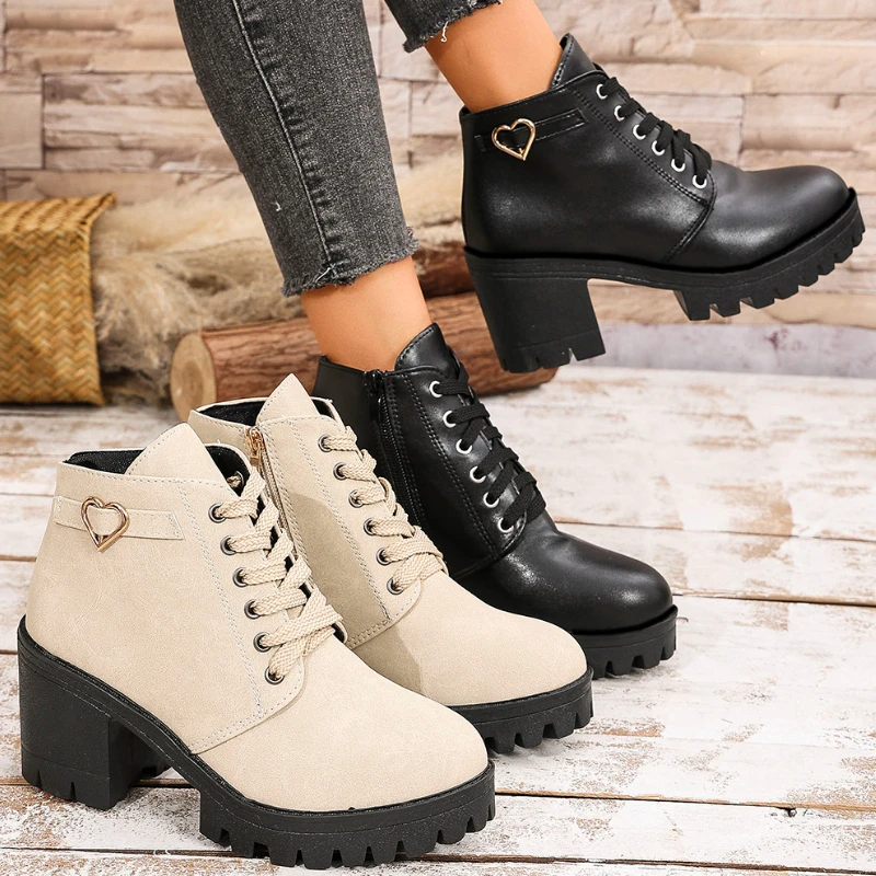 Women 2024 New Spring Winter Trend Outdoor Comfortable Boots Women Casual Designer Fashion Lace-up Outdoor Boots Shoes for Women