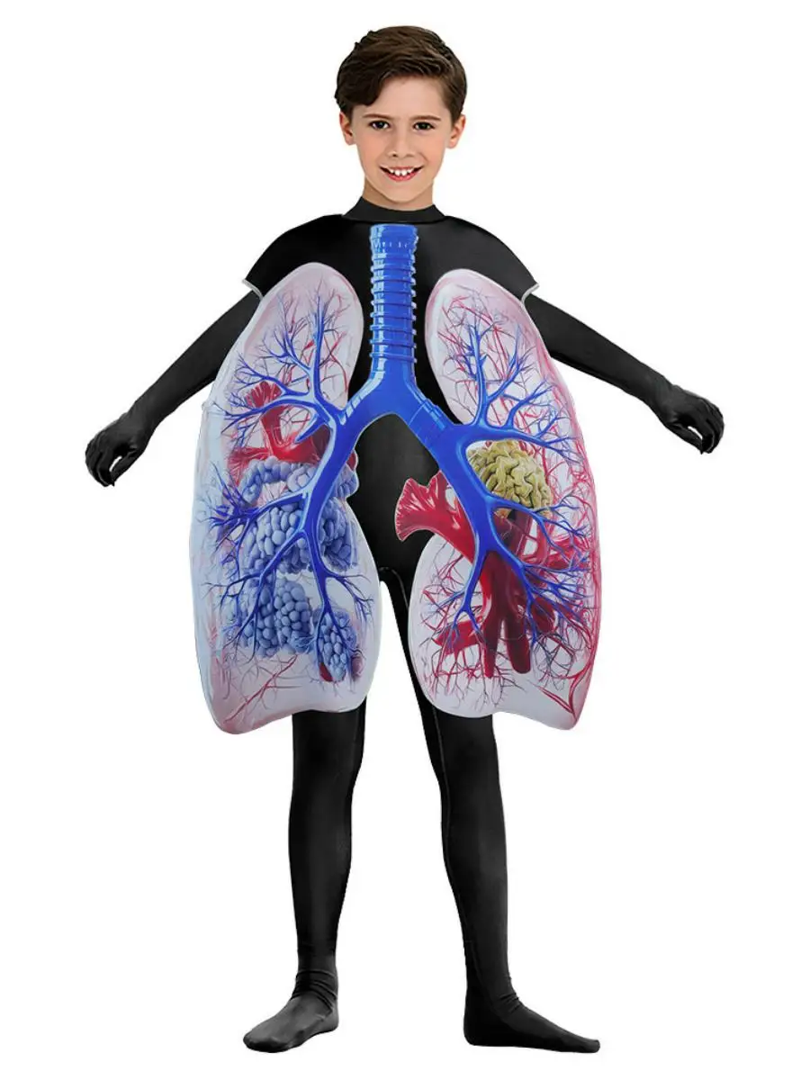 Nouveau loween impression numérique éponge Costume Costume orgue humain coeur enfants adultes scène Performance Polyester matériel