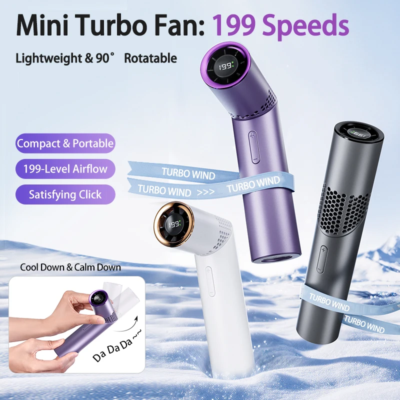 

Outdoor mini high-speed handheld small fan with 199 levels portable USB charging foldable lipstick style 3-color mini fan