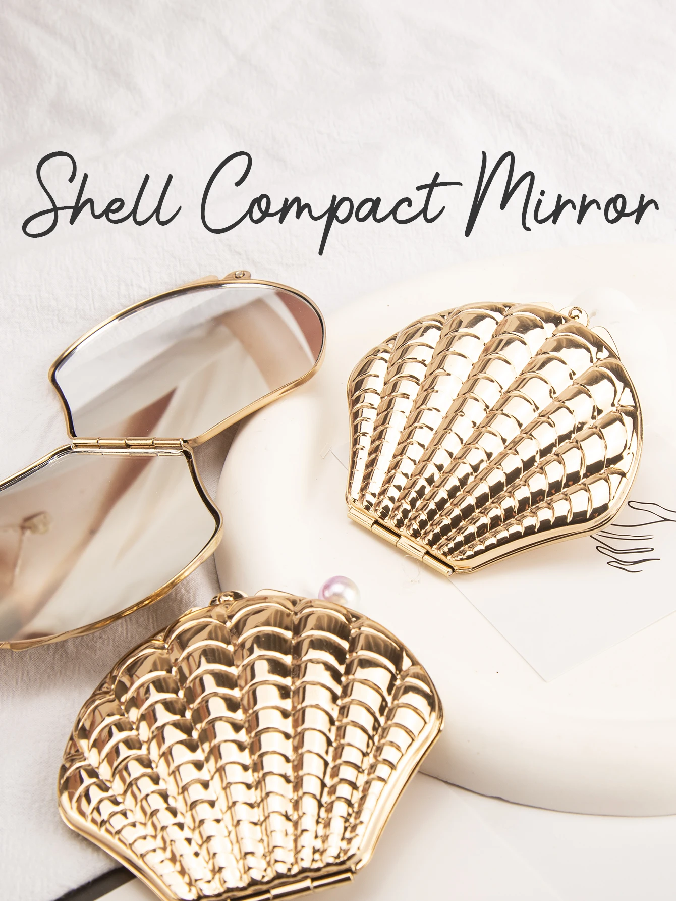 1 szt. Złote lusterko do makijażu z podwójną powierzchnią, eleganckie, przenośne, idealne na prezent dla dziewczyny, mamy, żony, nauczycielki, siostry, cioci, na urodziny, Holi.