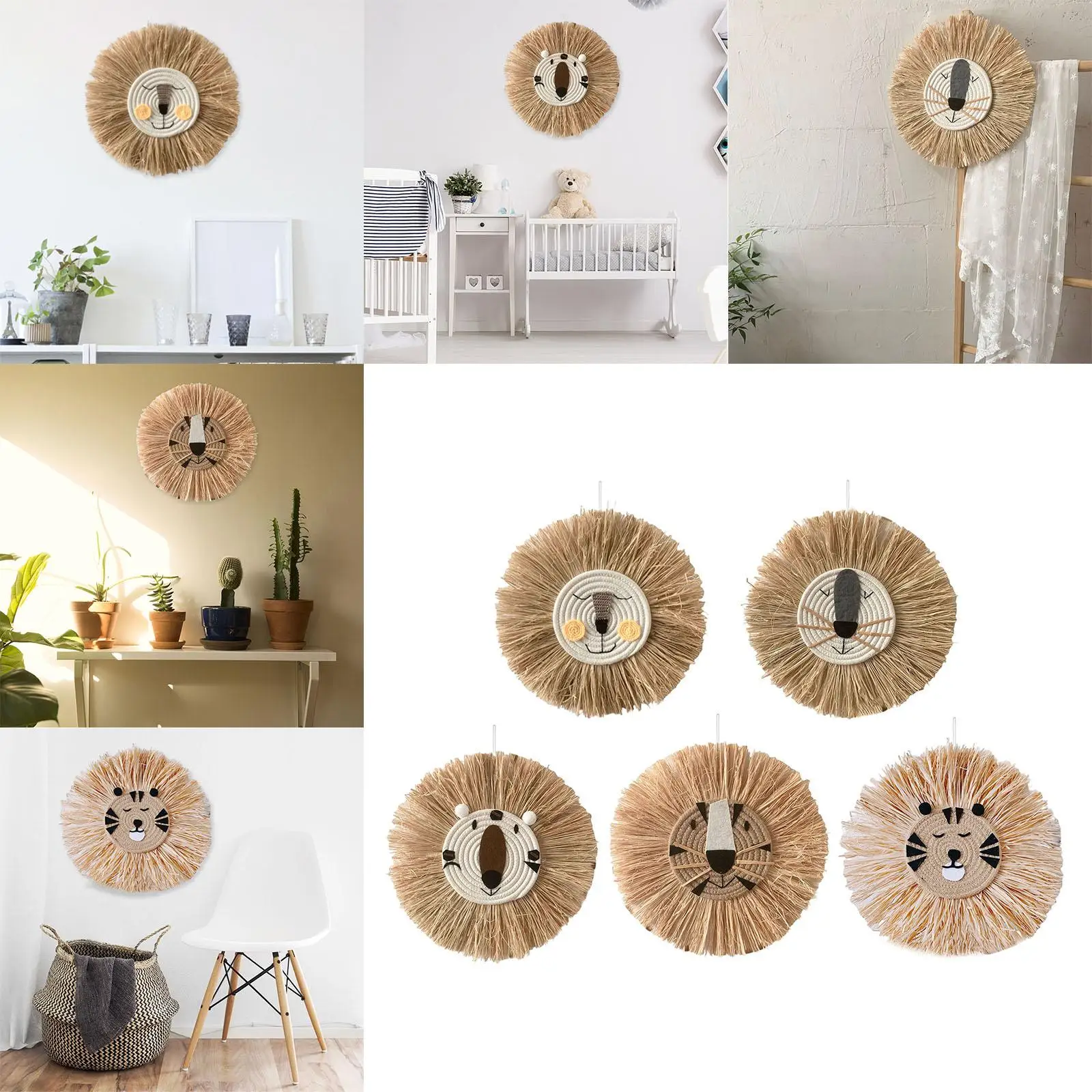 Straw Wall Hanging Decor Rattan Tapestry for Home Children Room Ornament