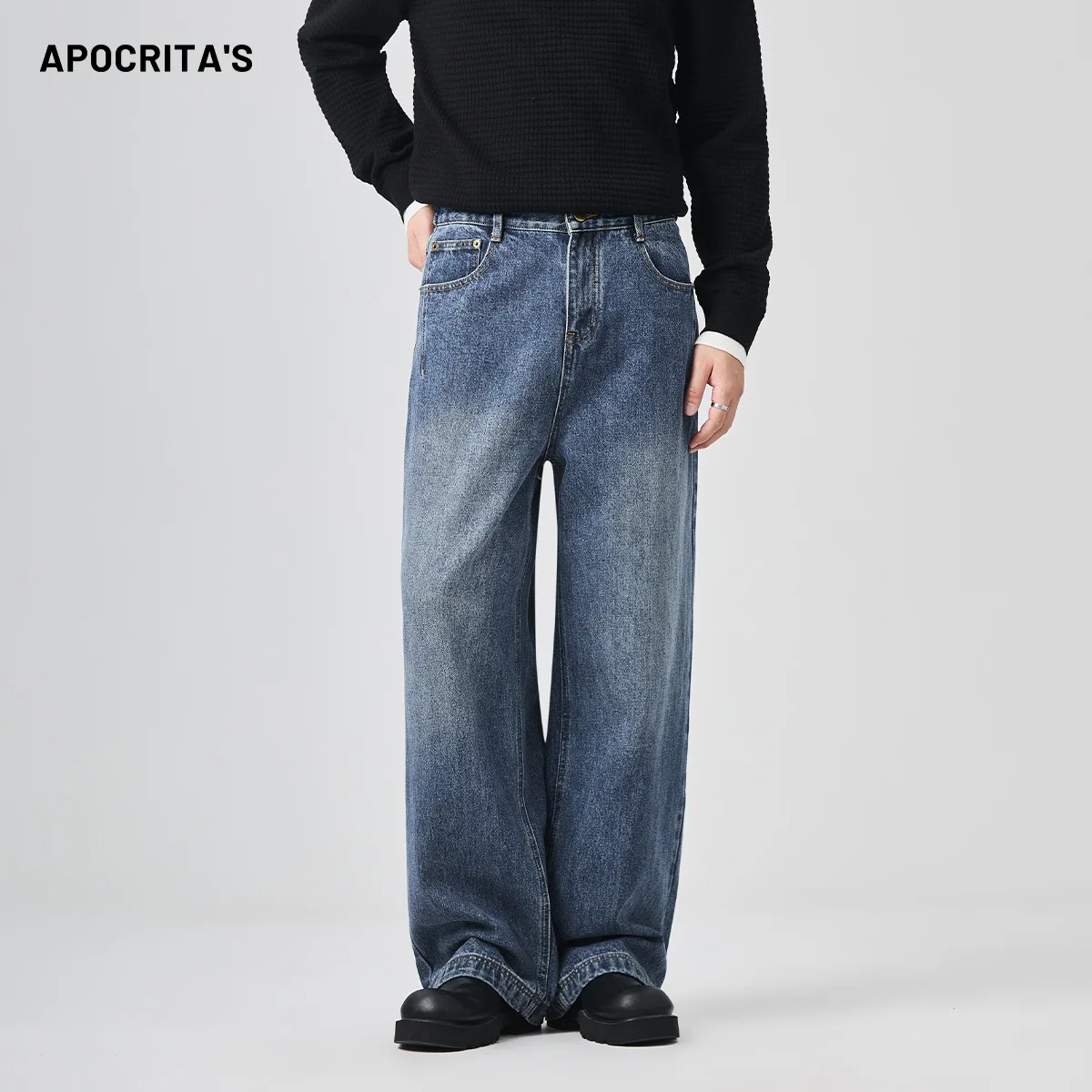 

Men's High Street Straight Leg Jeans Loose Fit Casual Long Trousers Autumn Winter Faion Versatile Street Sle Denim Pants