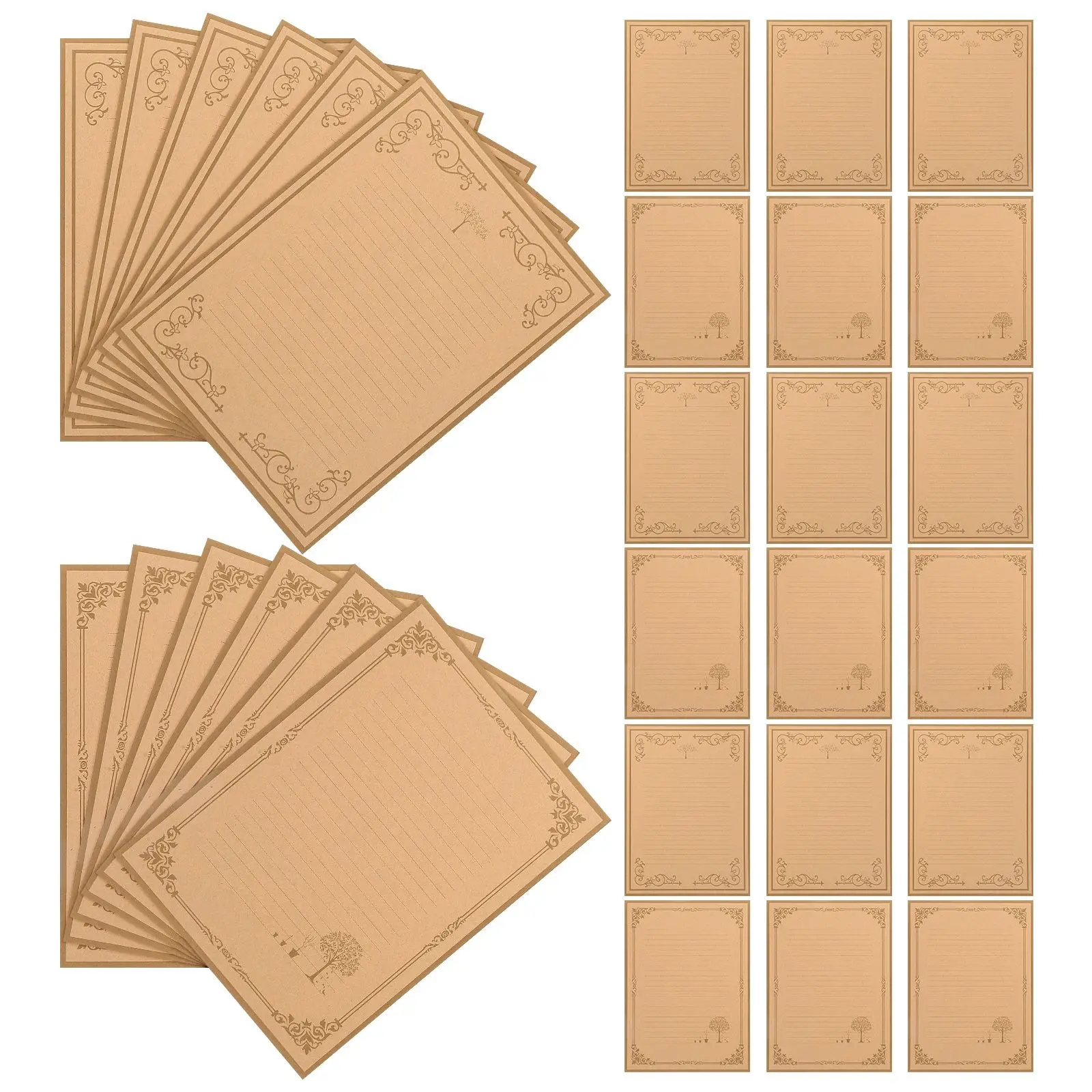 

80pcs Vintage Letter Paper Blank Writing Paper Pack Retro Stationery Note Greeting Announcement Poem Thank You Letters