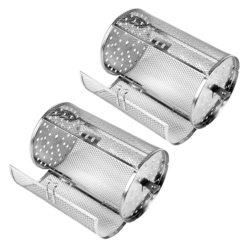 

2Pcs Stainless Steel Grilling Cages Universal Roasting Baskets for Even Heating Kitchen Baking Tools Nut Roaster Accessories