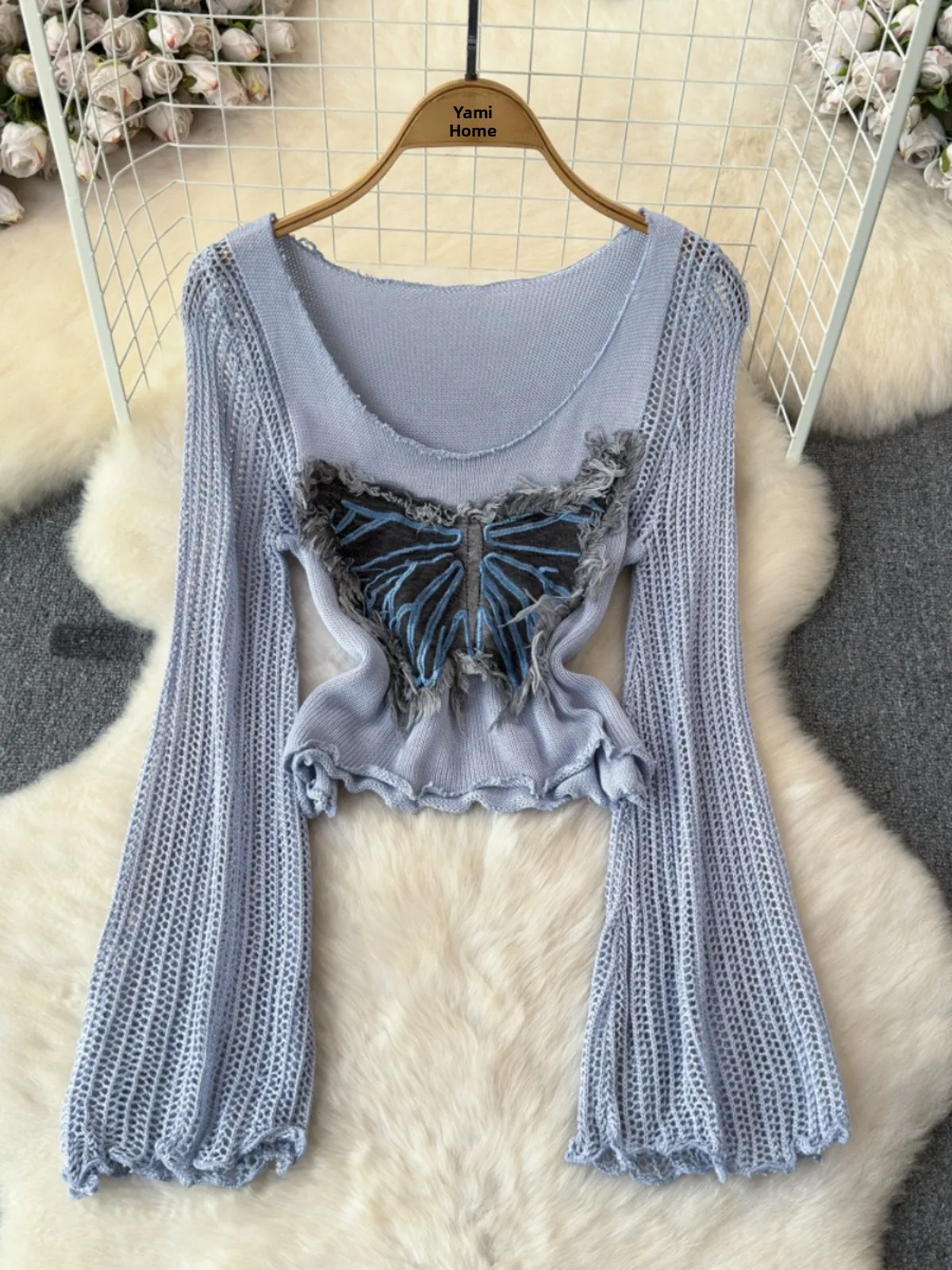 Vroege herfst Ele Patch Hot Girl ort Sve Bell Sve Dames Base irt Design Sense uitgehold T-shirt