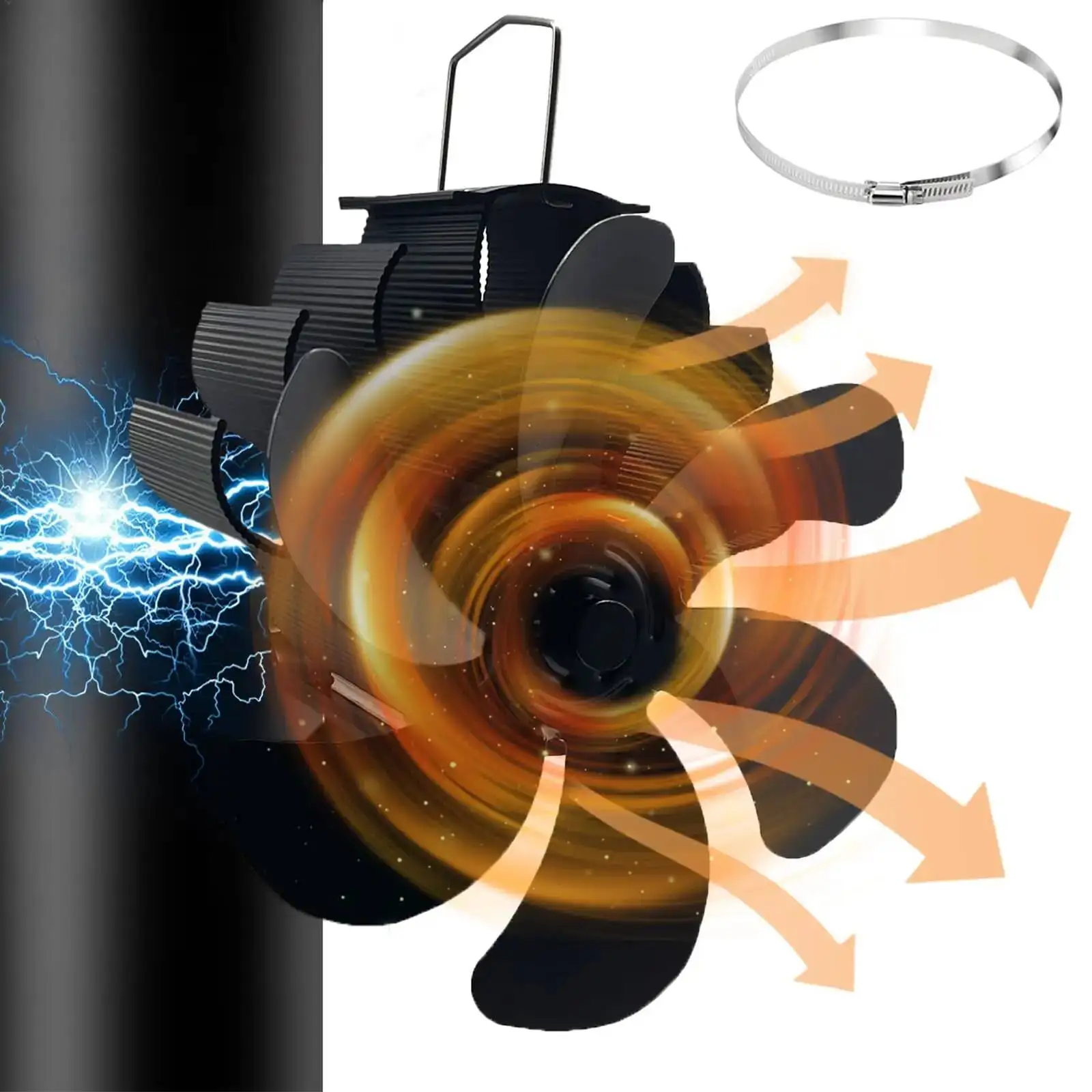 

Магнитный вентилятор для дровяной горелки, регулируемый зажим для плиты, вентилятор для камина с тепловой мощностью, бесшумный вентилятор для дымохода, подвесной вентилятор для дымохода, деревянные инструменты