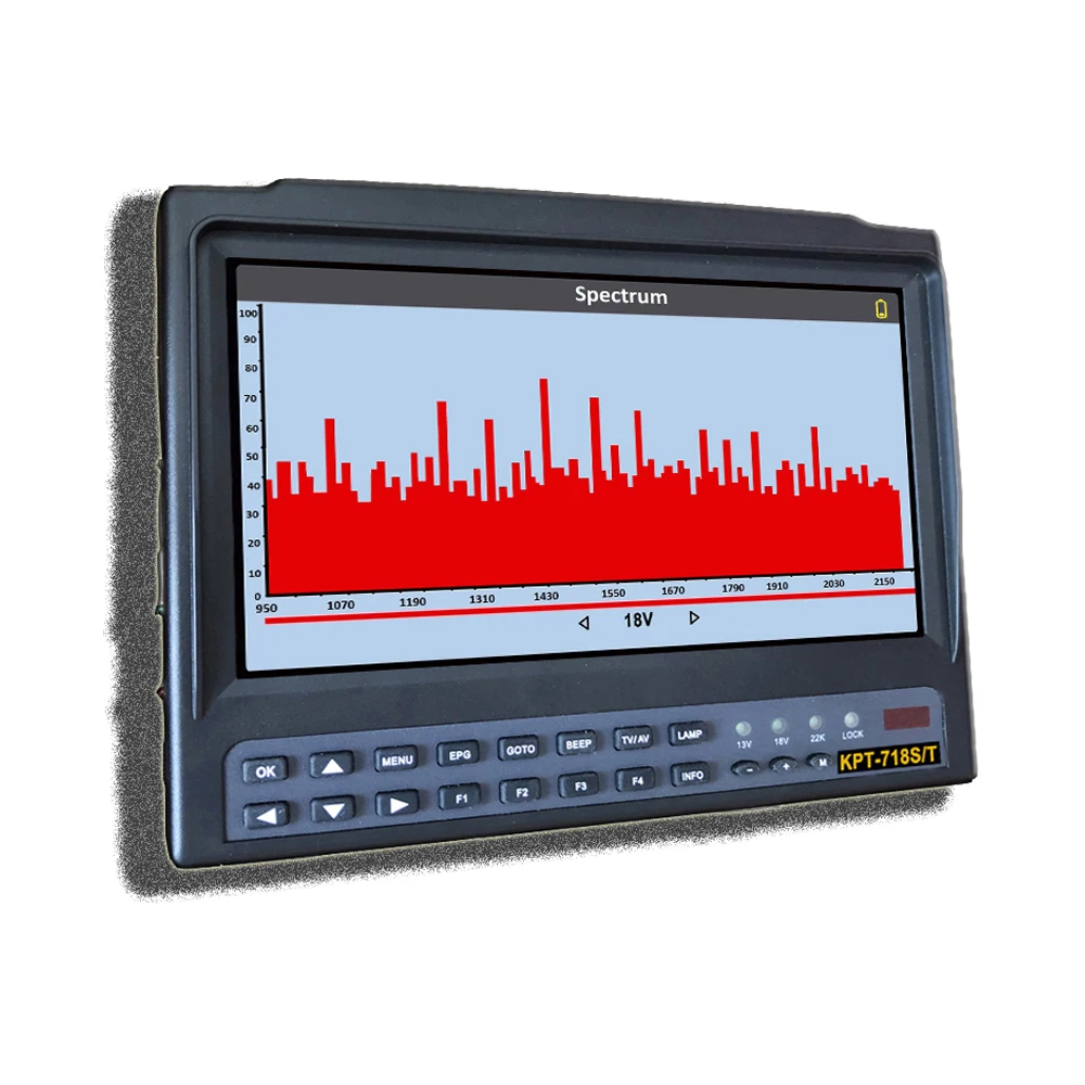 KPT-718ST DVB-S2 +DVB-C+DVB-T2 Combo MPEG4 Satellite TV Receiver Spectrum analysis 7”Inch TFT LCD Screen MP4 Hevc(H.265)