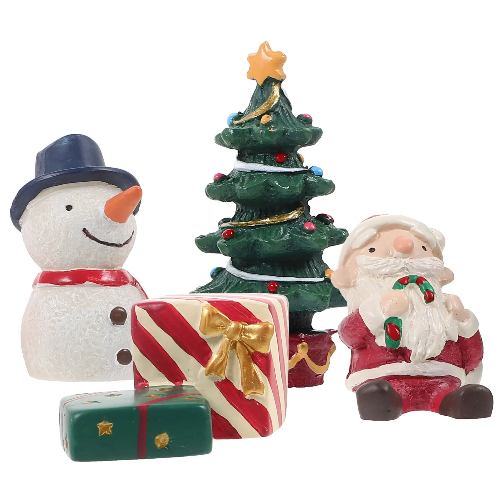 

4Pcs Christmas Family Resin Adornments Small Desktop Ornament Mini Christmas Figures Xmas Resin Mini Crafts Desktop Decor