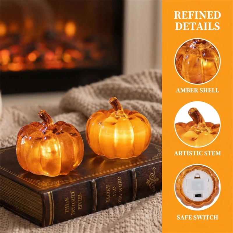 60Pcs Led Pumpkin Lamp Halloween Festival Table Decor Light Party Holiday Ghost Home Bar Atmosphere Ornament Supply