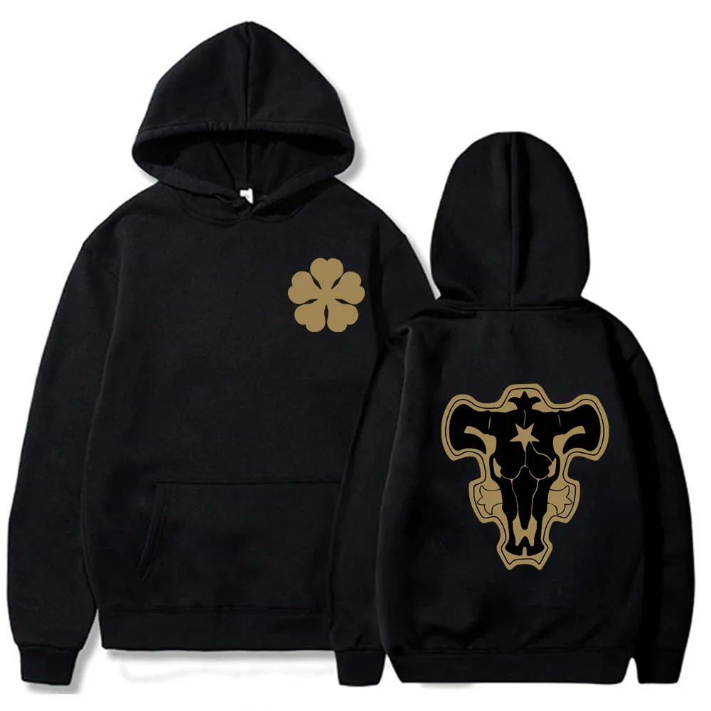 Japanese Anime Harajuku Black Clover Unisex Hoodies Men's Hoodie Streetwear Casual Black bull logo hoodies Sweatshirts