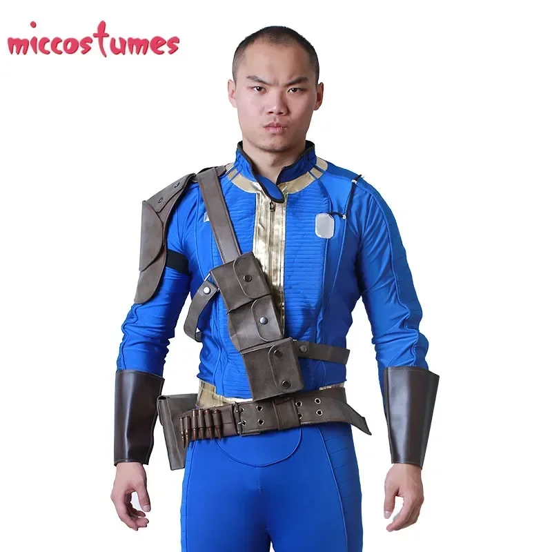 Miccostumes Unisex  Survivor Vault Suit Cosplay Shoulder Pad Buckle Belts Set PU Strap for Men and Women